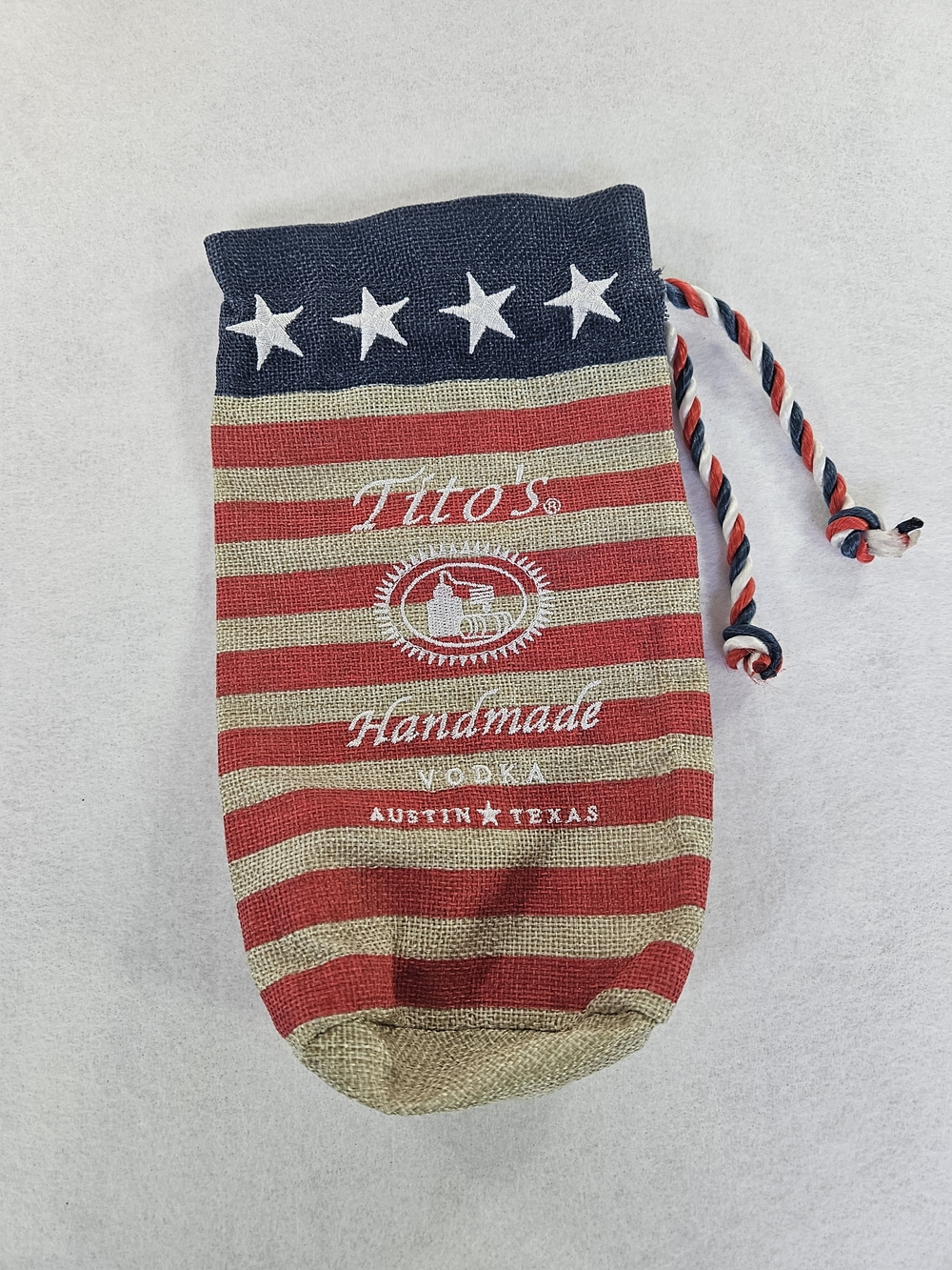 Tito's Vodka Austin Texas Americana Burlap Drawstring Bag Memorabilia